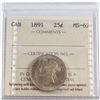 Image 1 : 25-cent 1891 ICCS Certified MS-62