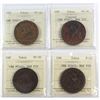 Image 1 : CH# PC6C2 x4, 1854 Bank of Upper Canada One Penny all Tokens ICCS Certified. Lot includes 1x F-15, V