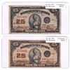 Image 1 : Pair of 1923 25-cent Dominion of Canada McCavour F-VF (damaged). 2ppcs