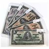 Image 1 : 5x 1937 Canada $1, $2 & $10 Bank of Canada Notes: 1937 BC-21c Gordon M/M, 2x 1937 $2 BC-22b Gordon X