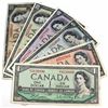 Image 1 : 1954 Canada $1, $2, $5, $10, $20 $ $50 Beattie-Rasminsky Banknotes. 6pcs