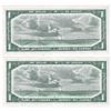 Image 2 : Pair of Consecutive 1954 $1 Devil's Face Beattie-Coyne N/A Prefix UNC. 2pcs