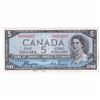 Image 1 : 1954 $5 BC-31a, Bank of Canada, Coyne-Towers, Devil's Face, A/C Prefix VF-EF (stained)