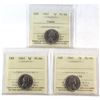Image 1 : 1962 Cameo & 2x 1963 Canada 5-cent ICCS Certified PL-66. 3pcs