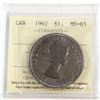 Image 1 : 1962 Canada Silver $1 ICCS Certified MS-65
