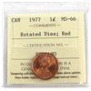 Image 1 : 1977 Canada 1-cent Rotated Dies ICCS Certified MS-66 Red
