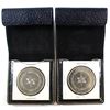 Image 1 : 2x 1867-1967 Canada Commemorative Medallion in Leatherette Display (toned). 2pcs