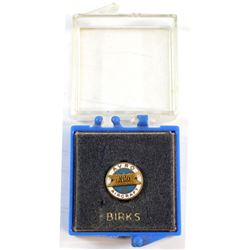 RARE! Avro Aircraft 10 Years of Service 10k Gold Enameled Pin Made by Birks in Original Birks Plasti