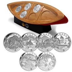 2015 $10 Canoe Across Canada 6-coin Set with Canoe Shaped Box and Stand (capsules are scratched) TAX