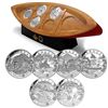 Image 1 : 2015 $10 Canoe Across Canada 6-coin Set with Canoe Shaped Box and Stand (capsules are scratched) TAX