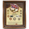 Image 1 : British World War II 9-coin Collection with 2 Stamps in Nice Wooden Frame. Features a Bronze Farthin
