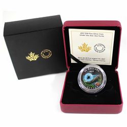 2017 Canada $20 Under the Sea - Sea Turtle Fine Silver Coin with Murrini Glass Element (Tax Exempt).