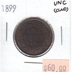 1899 Canada Large 1-cent Uncirculated (MS-60) cleaned.