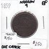 Image 1 : 1859 Narrow 9 Die Crack Canada 1-cent Extra Fine (EF-40)