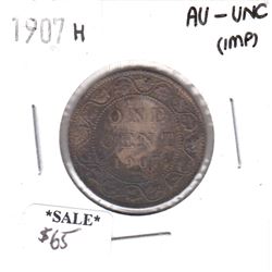 1907H Canada 1-cent AU-UNC (impaired)