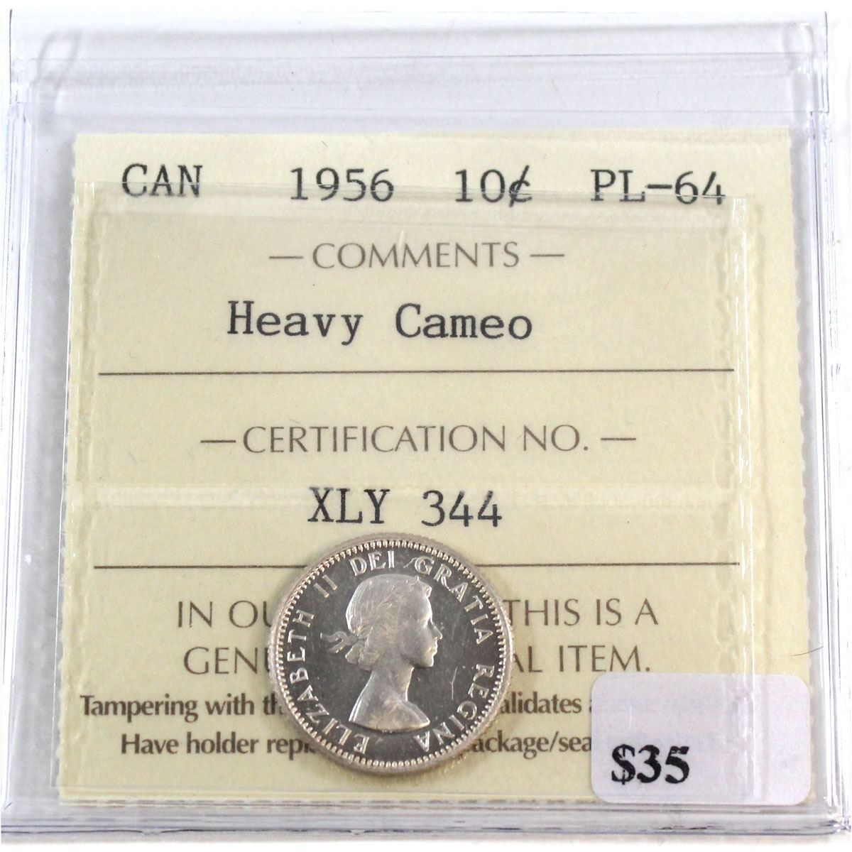 1956 Canada 10cent ICCS Certified PL64 Heavy Cameo