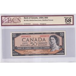 1954 $50 BC-42b, Bank of Canada, Beattie-Rasminsky, Modified Portrait, B/H Prefix, Changeover, BCS C