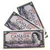 Image 1 : Lot of 3x 1954 Canada $10 Banknotes in Sequence and UNC Condition S/N7634454-456. 3pcs