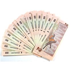Run of 25x 1986 $2 Bird Series Notes in Sequence S/N CBH7223001-025. 25pcs