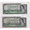 Image 1 : Pair of 1954 $1 Devil's Face Banknotes - BC29a, Coyne-Towers, Prefix B/A, VF & BC-29b, Beattie-Coyne