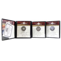 1971, 1973, 1974 Canada Silver Dollar Collection in First Commemorative Holders. 3pcs.