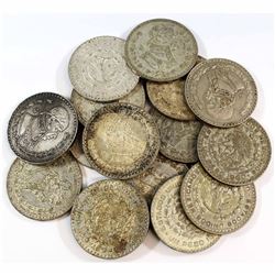 Mixed Lot of Mexico 1 pesos Silver coins dated between 1958-1967. 16pcs