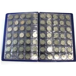 Estate Lot of Canada Silver 10-cents dated 1915 to 1968 in Uni-Safe Folder. 89 pcs