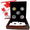 Image 1 : 2013 Complete $25 O Canada 5-coin Set with Deluxe RCM Issued Box (Tax Exempt). Polar Bear coin conta