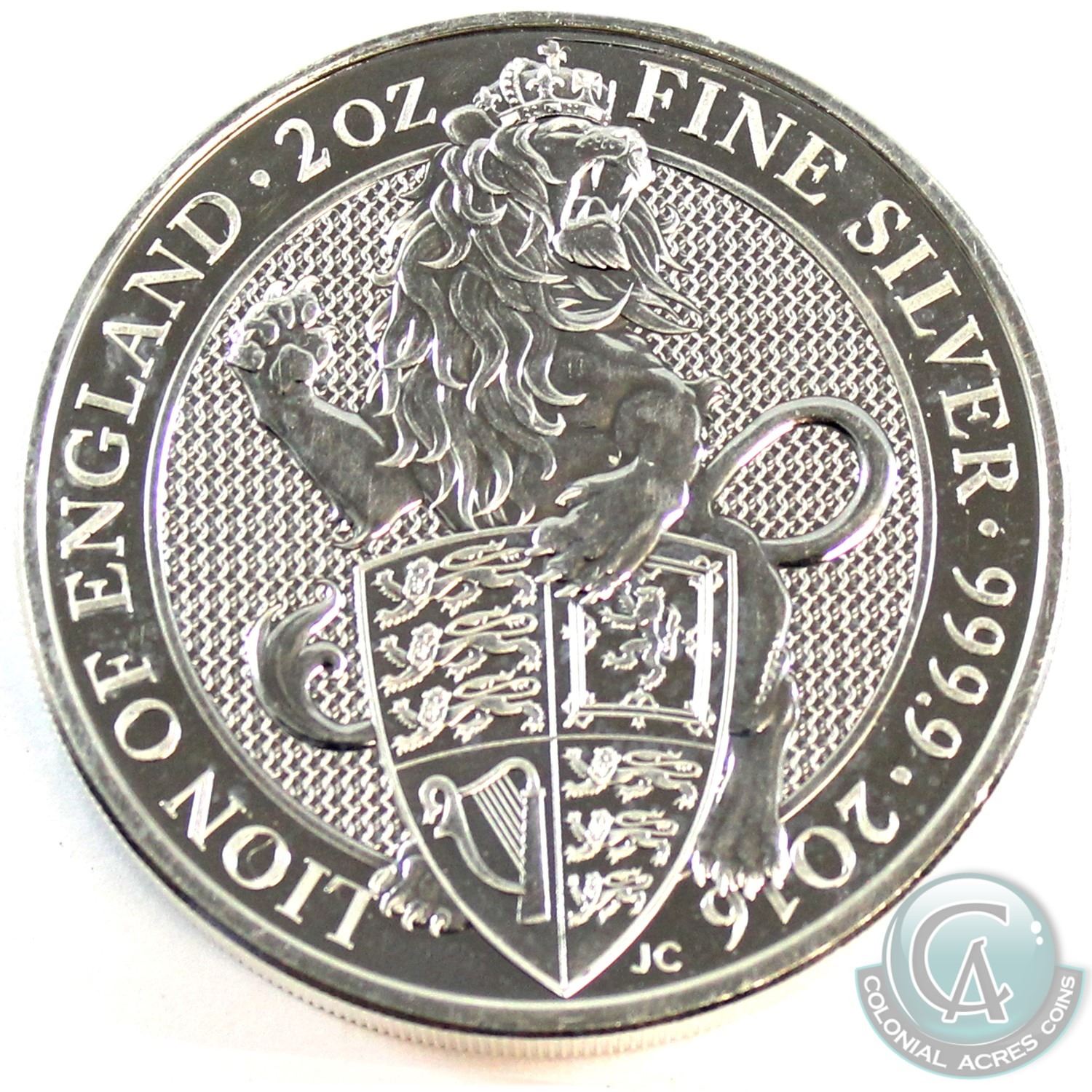 Royal Mint Issue 2016 Queen's Beasts Lion of England 2oz .9999 Fine