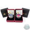 Image 1 : 2015 weather Phenomenon Summer Storm & 2017 Fiery Sky $20 Fine Silver coins (Tax Exempt) 2pcs