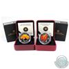 Image 1 : 2009 & 2012 Canada $20 Maple Leaf with Crystal Raindrop Fine Silver Coins (2012 outer sleeve is ligh