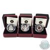 Image 1 : 2011 $20 Christmas Tree, 2012 $20 Holiday Snowstorm & 2013 $ 20 Holiday Wreath Fine Silver coins (Ta