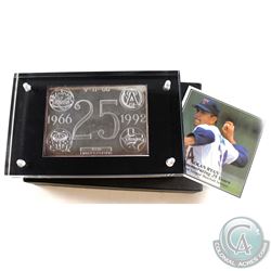Limited Edition 1992 Nolan Ryan 25th Anniv. Of Major League Baseball 3oz Fine Silver Bar (Tax Exempt