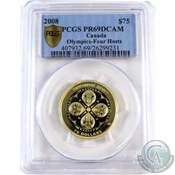 2008 Canada $75 Olympic- Four Host Nations 14K Gold PCGS Certified PR-69 Deep Cameo
