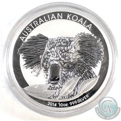 2014 Australia $10 Koala 10oz Fine Silver Coin (Tax Exempt). Please note capsules is scratched.