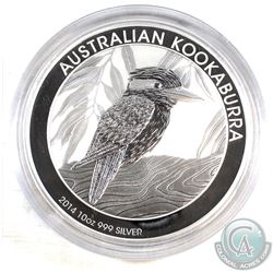 2014 Australia $10 Kookaburra 10oz Fine Silver Coin (Tax Exempt). Please note capsules is scratched.