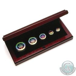 2003 Canada Hologram 5-coin Fine Silver Maple Leaf Set (Tax Exempt). Please note outer box contains 
