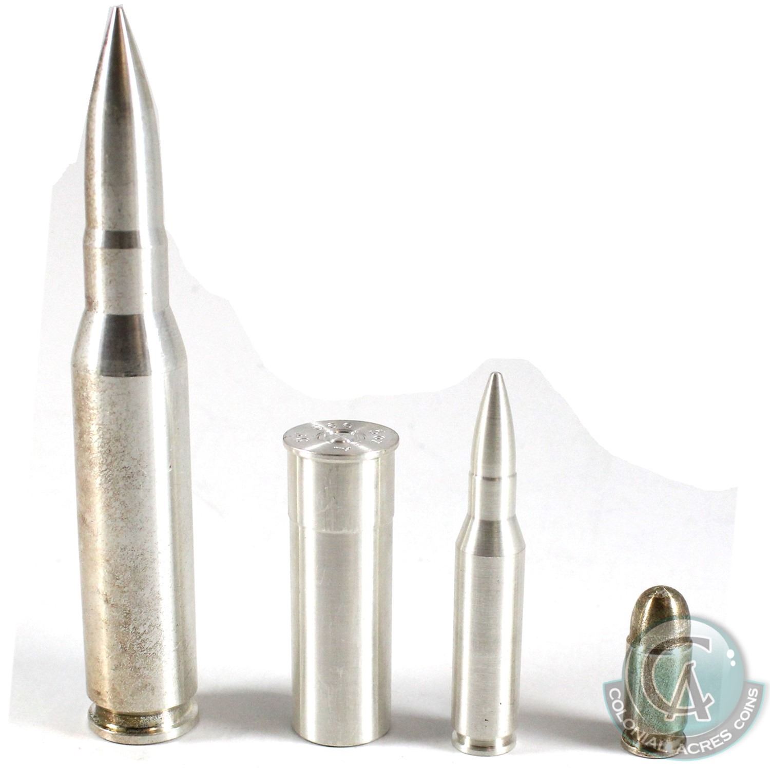 1oz, 2oz, 5oz & 10oz .999 Fine Silver Bullet Collection, lightly toned ...