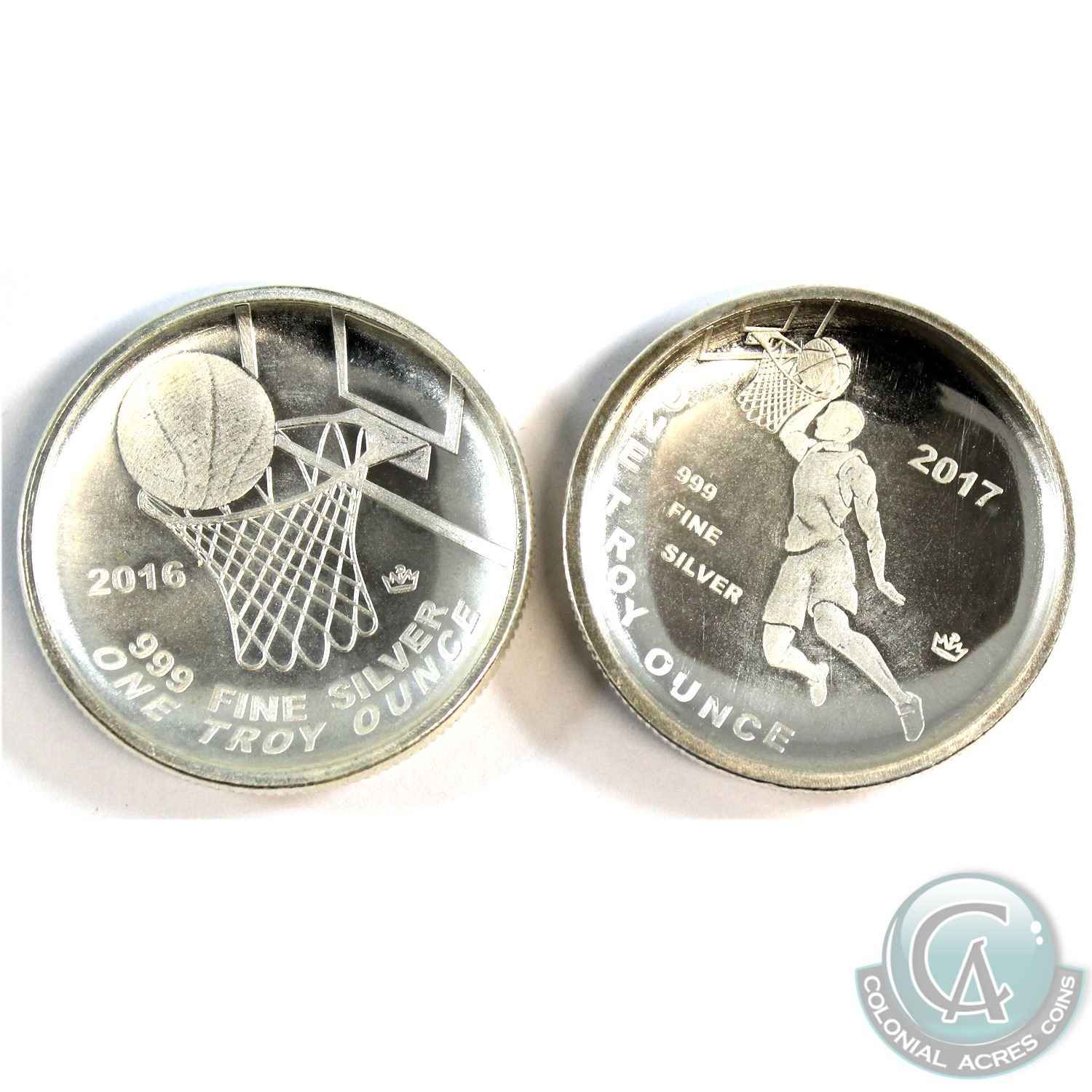 2016 & 2017 Monarch Precious Metals 1oz .999 Fine Silver 3D Curved