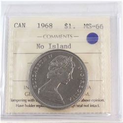 Nickel $1 1968 No Island ICCS Certified MS-66 Tied for Highest Grade By ICCS