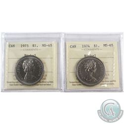 Nickel $1 1973 & 1974 ICCS Certified MS-65. 2pcs