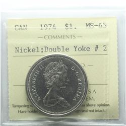 Nickel $1 1974 Double Yoke #2 ICCS Certified MS-65