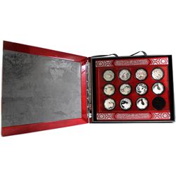 *2010 to 2021 Canada RCM Issued $15 Fine Silver Lunar LOTUS 12-Year Deluxe Subscription Display Box 