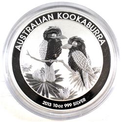2013 Australia $10 Kookaburra 10oz. .999 Fine Silver Coin Encapsulated (Tax Exempt)