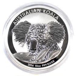 2014 Australia $10 Koala 10oz. .999 Fine Silver Coin Encapsulated (Tax Exempt)