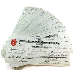 Estate lot of London, Canada Cancelled Cheques from 1921 - London Printing & Lithographing Co. Lmt. 