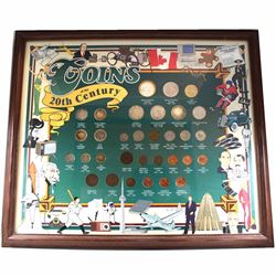 1900's to 2000 Canada Coins of the 20th Century Collection in Frame. You will receive 32 coins depic