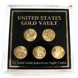 5x 2011 United States $5 1/10oz Fine Gold American Eagle Collection in Display (Tax Exempt). 5pcs.