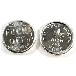 Beaver Bullion 1oz Fine Silver F**K Off & True North High and Free Rounds (Tax Exempt). 2pcs.