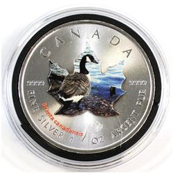 2015 Canada $5 Colourized 'Wildlife Canada Goose' 1oz Fine Silver Maple (Tax Exempt).